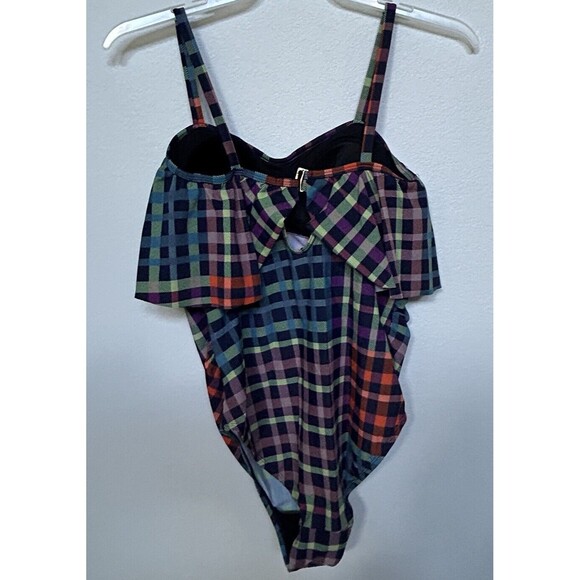 BEACH BUMP by MOTHERHOOD MATERNITY Modest Multi Gingham Plaid 1 pc Medium Padded - Picture 2 of 5